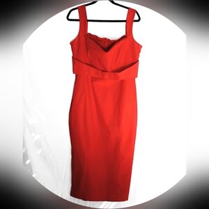Pinup Couture Fiery Red Midi Dress